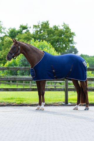 Fleecedækken med Dekor Navy/sølv