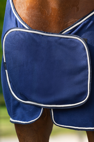 Fleecedækken med Dekor Navy/sølv