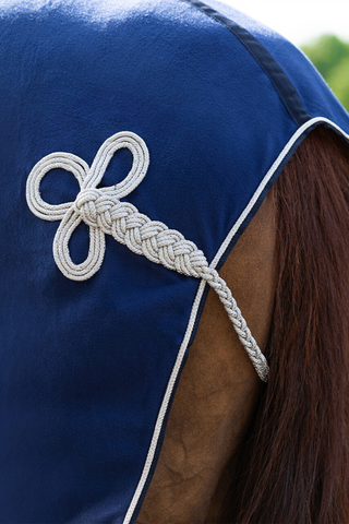 Fleecedækken med Dekor Navy/sølv