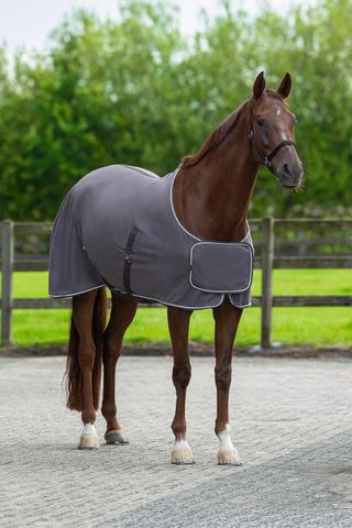 QHP Fleecedækken med ornament Grå/sølv