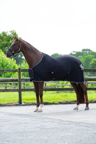 Fleecedækken med Dekor Sort/sølv