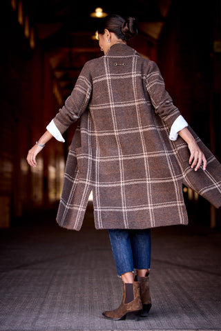 Ballston Cardigan Sorrel Horse Plaid