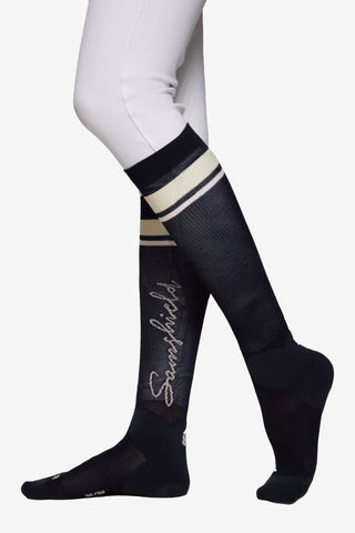 Balzane Stribet Ridstrømpe Navy/Rose