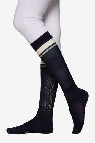 Balzane Stribet Ridstrømpe Navy/Pistage