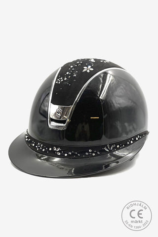 2.0 Glossy Miss Shield Flower Jewel Swarovski Trim Zilver Zwart