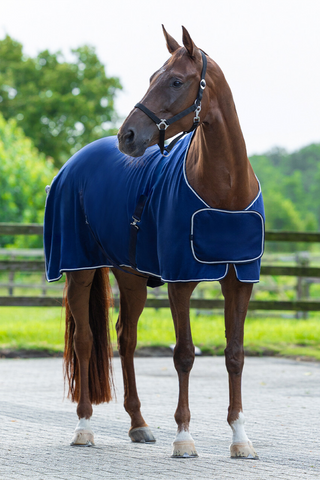 Fleecetäcke med Dekor Navy/silver