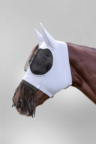 Puck Fly Mask with Nose Fringes Silver