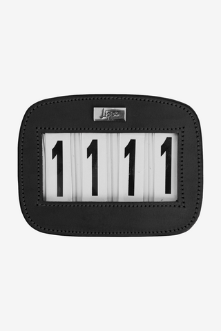 Number Plate 4 Rectangular Leather Black/Silver