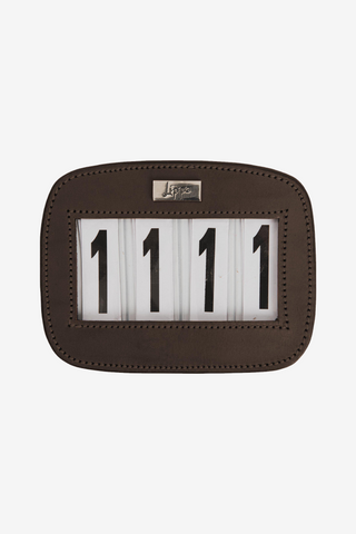 Nummerplaat 4 Leer Rechthoekig Bruin/Zilver