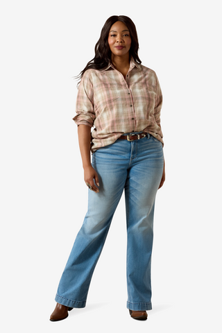 Skjorta REAL Billie Jean Vit/Coral Rutig