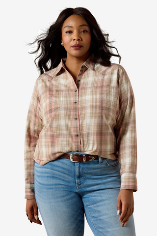 Skjorta REAL Billie Jean Vit/Coral Rutig