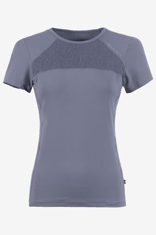 Spitzen R-Ausschnitt T-Shirt