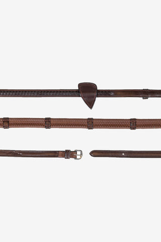 Rubber Rein 1/2" Braided New English Brown