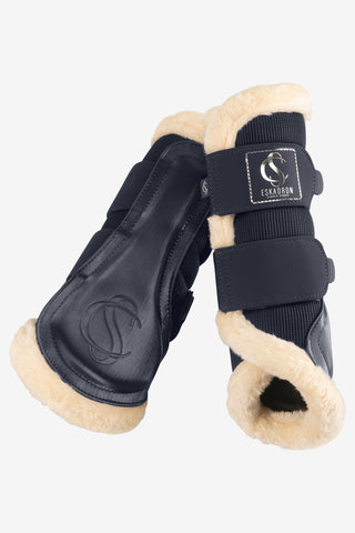 Gamacher med imiteret pels Navy