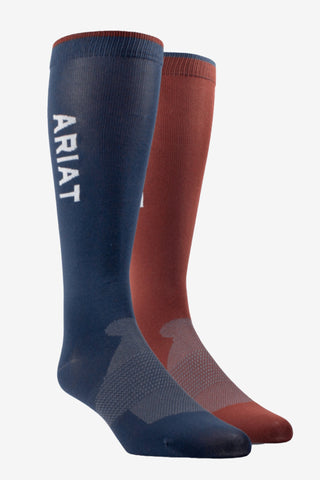 Essential Riding Socks 2-pack Navy/Brown