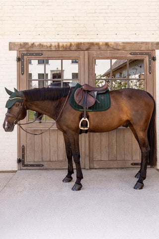 Jump Saddle Pad Velvet Mini Pearls Pine Green