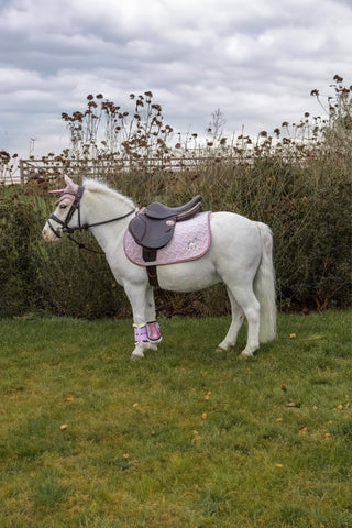 Ponyunderlag Enhjørningshoved Glitter Lyserød