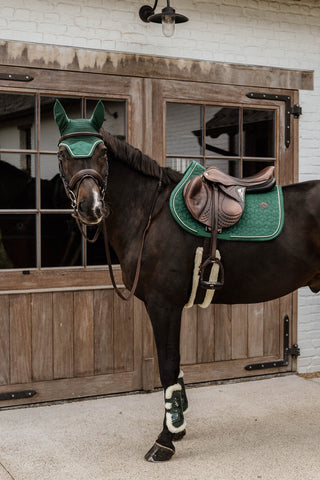 Velvet springonderlegger Donkergroen Pony