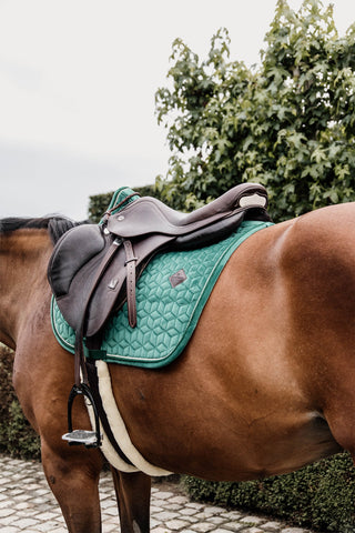 Velvet springonderlegger Donkergroen Pony