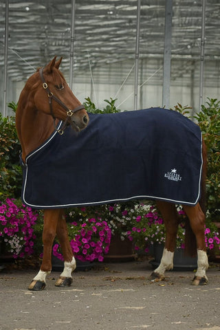 Wool Rug Navy with Girth + Logo