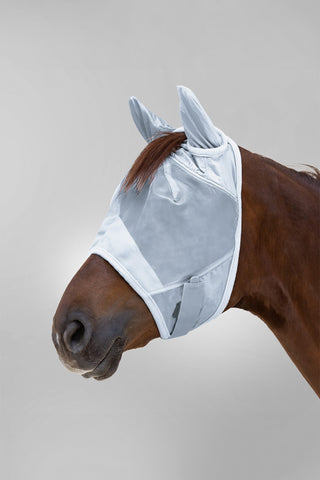 PREMIUM Fly Mask with Ear Protection Silver