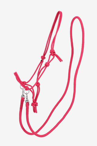 Knotenhalfter mit Führstrick Fuchsia