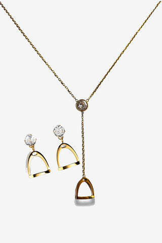Smykkesæt Stigbøjle + Krystal Guld