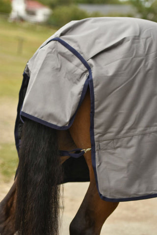 Turnout Rug with Neck 100g Grey/Navy