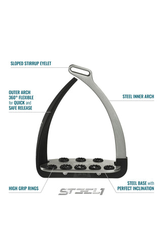 Veredus Vita Sikkerhedsstigbøjle Sort/Sølv
