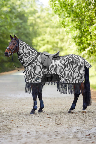 Zebra Riding Blanket With Fringes