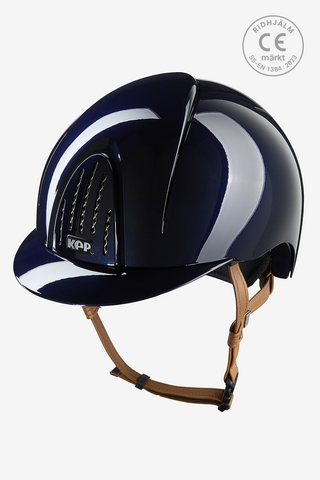 Riding Helmet Smart NOVA Metallic Polish Beige Strap Blue