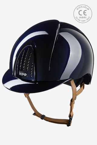 Riding Helmet Smart NOVA Metallic Polish Beige Strap Blue