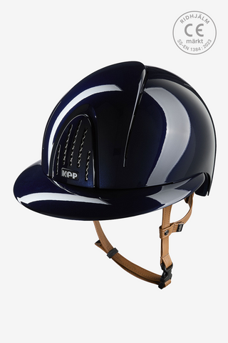 Riding Helmet Smart NOVA Metallic Finish Polo Beige Strap Blue