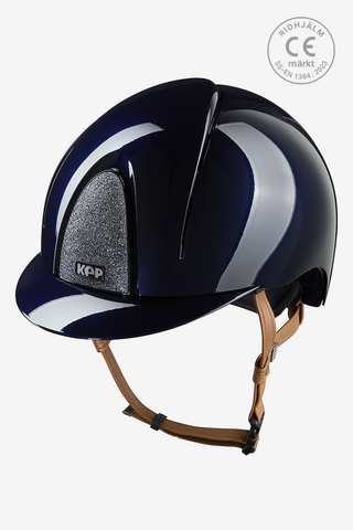 Riding Helmet Smart NOVA Metal Polished Star Beige strap Blue/Silver