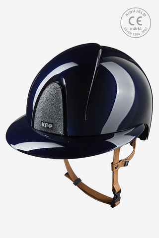 Riding Helmet Smart NOVA Metal Polish Polo Star Beige Strap Blue/Silver
