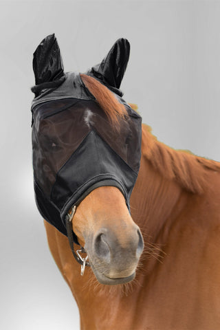 PREMIUM Fly Mask with Ear Protection Black